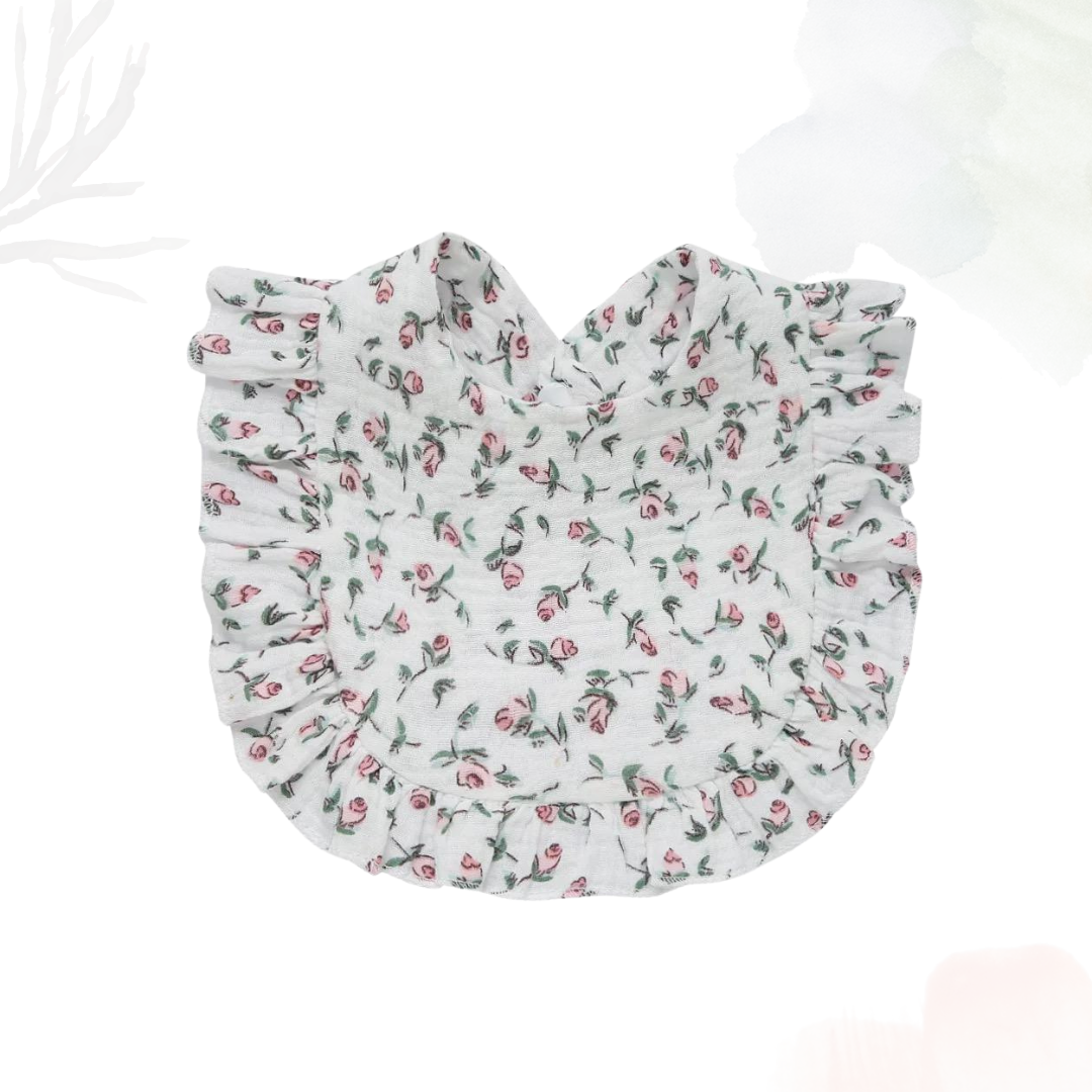 Muslin Cotton Ruffle Bib - First Love