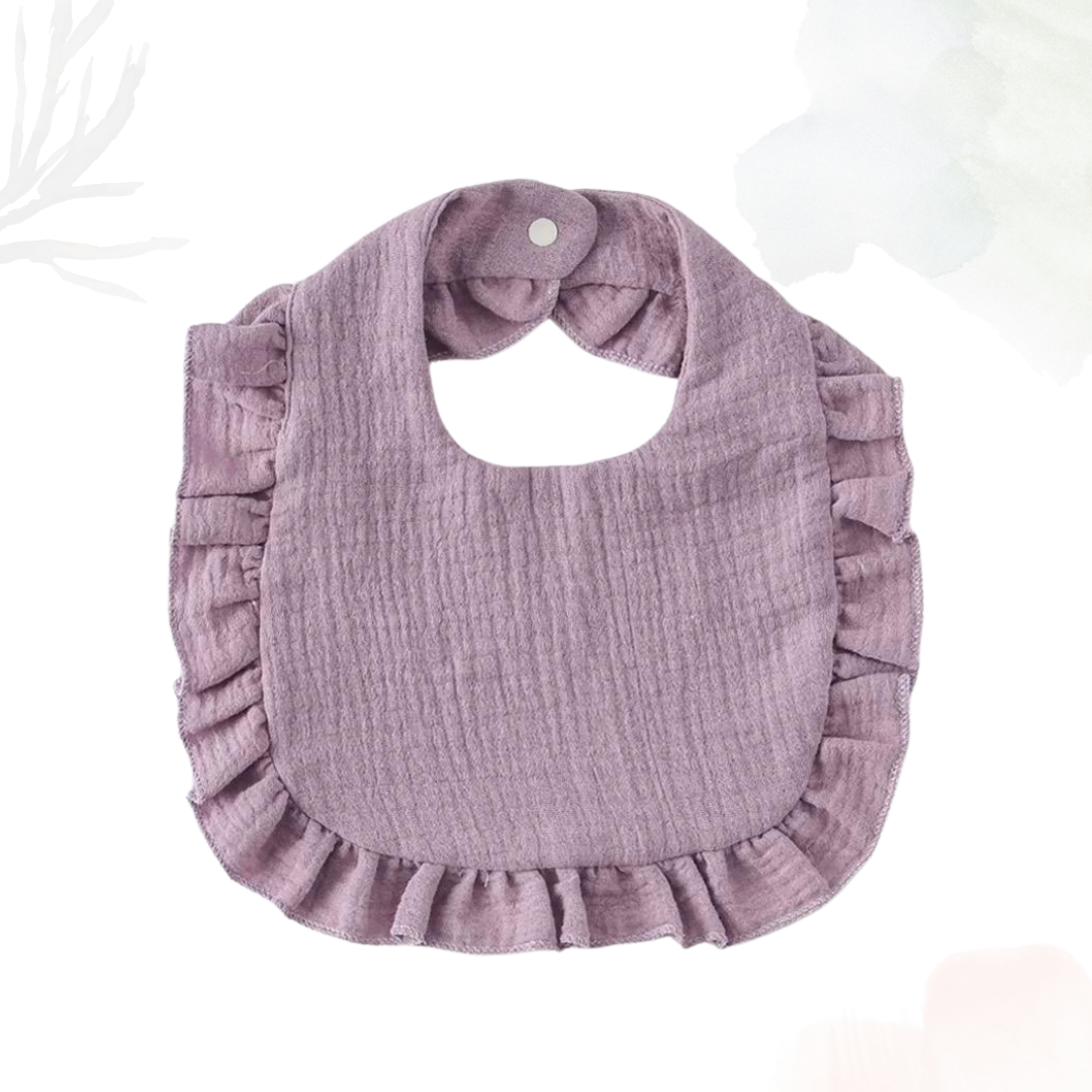 Muslin Cotton Ruffle Bib - Gentle Grape
