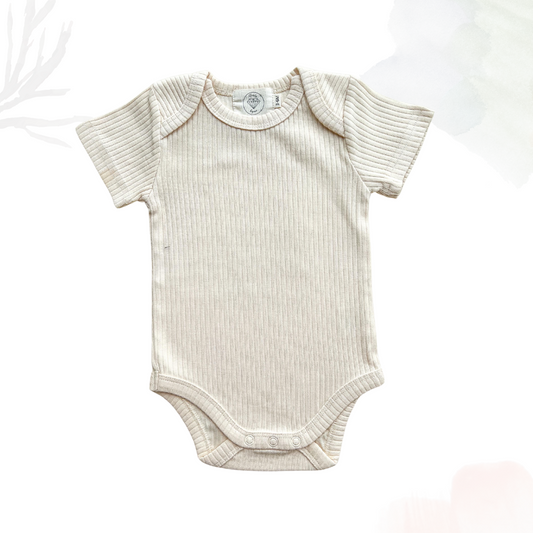 Organic Cotton Short Sleeved Ribbed Onesie - Cream