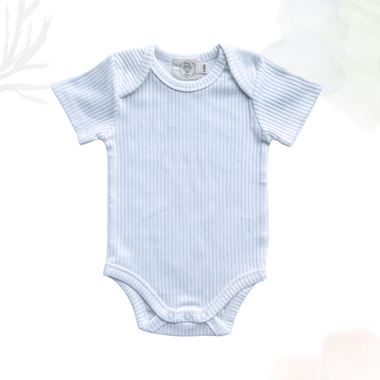 Organic Cotton Short Sleeved Ribbed Onesie - White