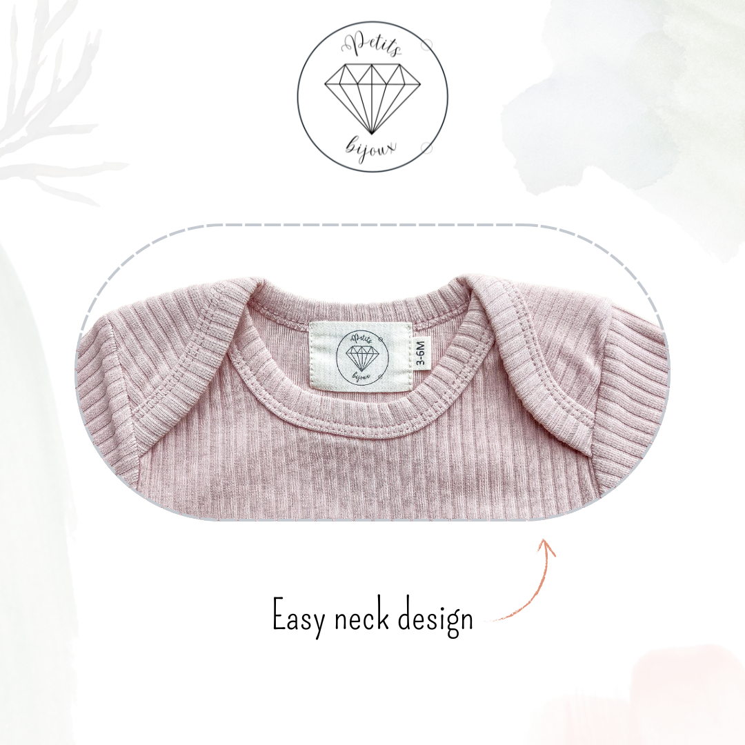 Organic Cotton Short Sleeved Ribbed Onesie - Blush