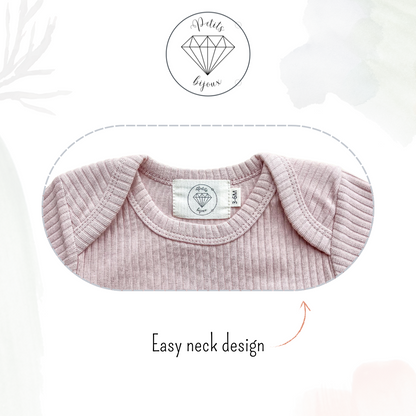 Organic Cotton Short Sleeved Ribbed Onesie - Blush