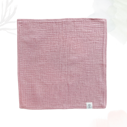 Muslin Comforter with Beech Wood Teether - Dusty Rose