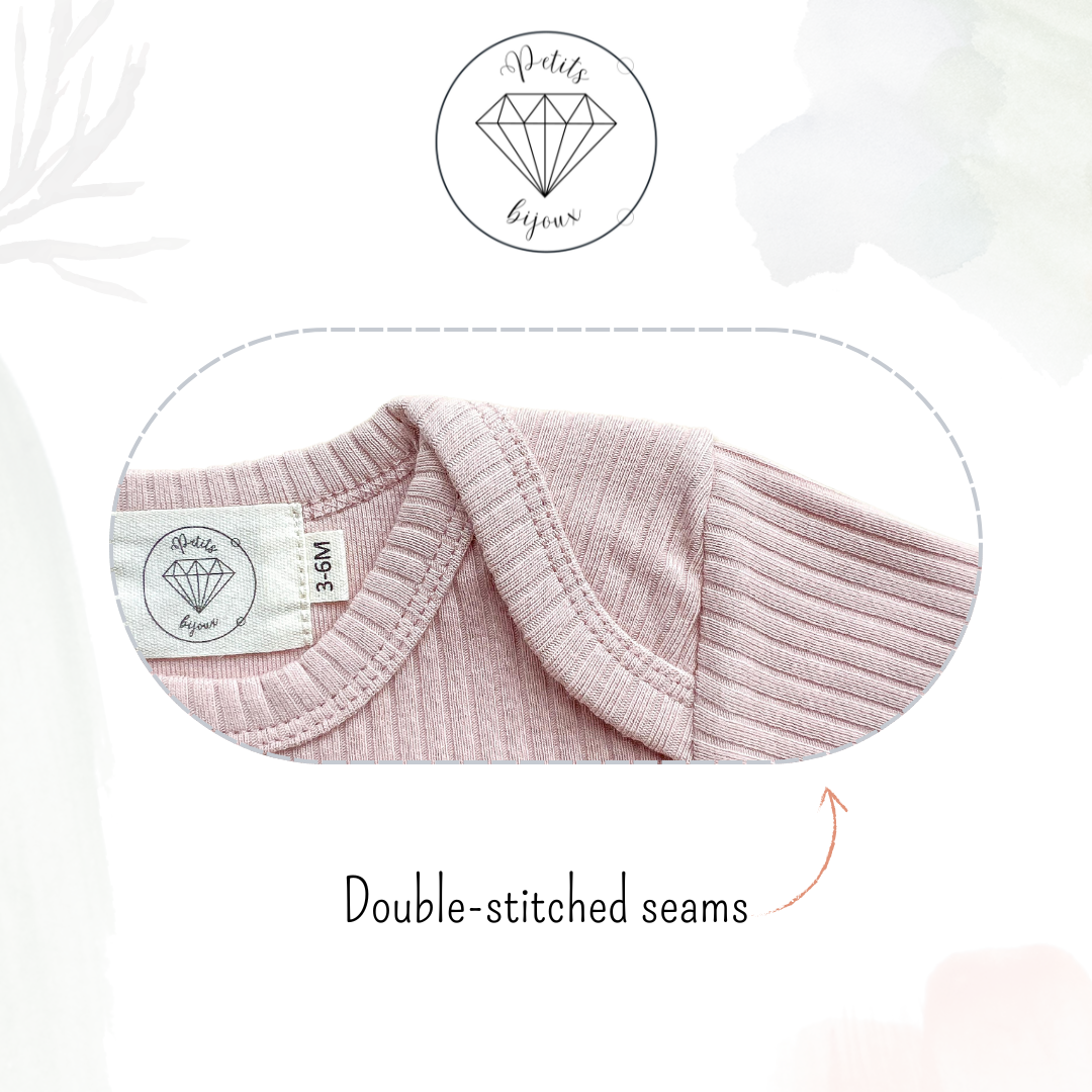 Organic Cotton Short Sleeved Ribbed Onesie - Blush
