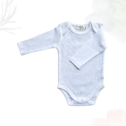 Organic Cotton Long Sleeved Ribbed Onesie - White