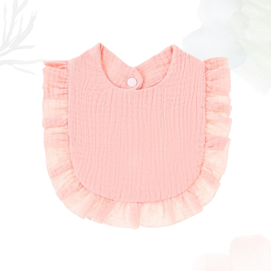 Muslin Cotton Ruffle Bib - Peachy