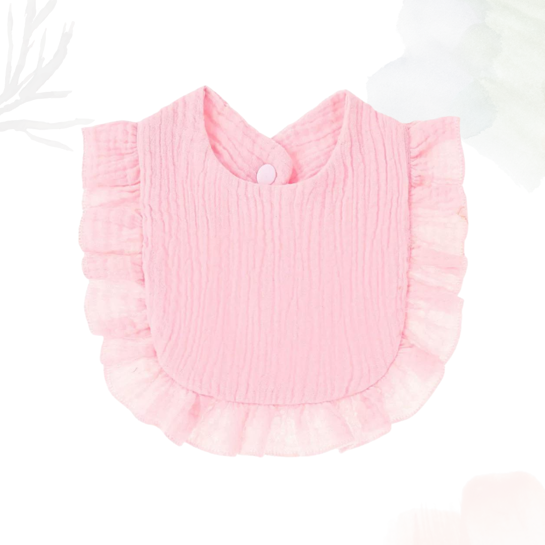 Muslin Cotton Ruffle Bib - Meringue Rosette