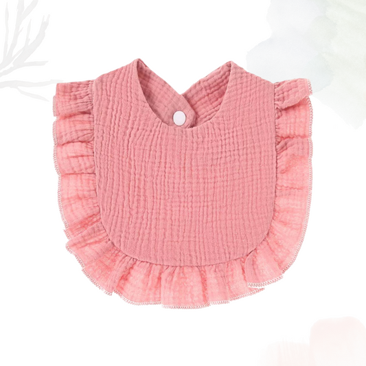 Muslin Cotton Ruffle Bib - Dusty Rose