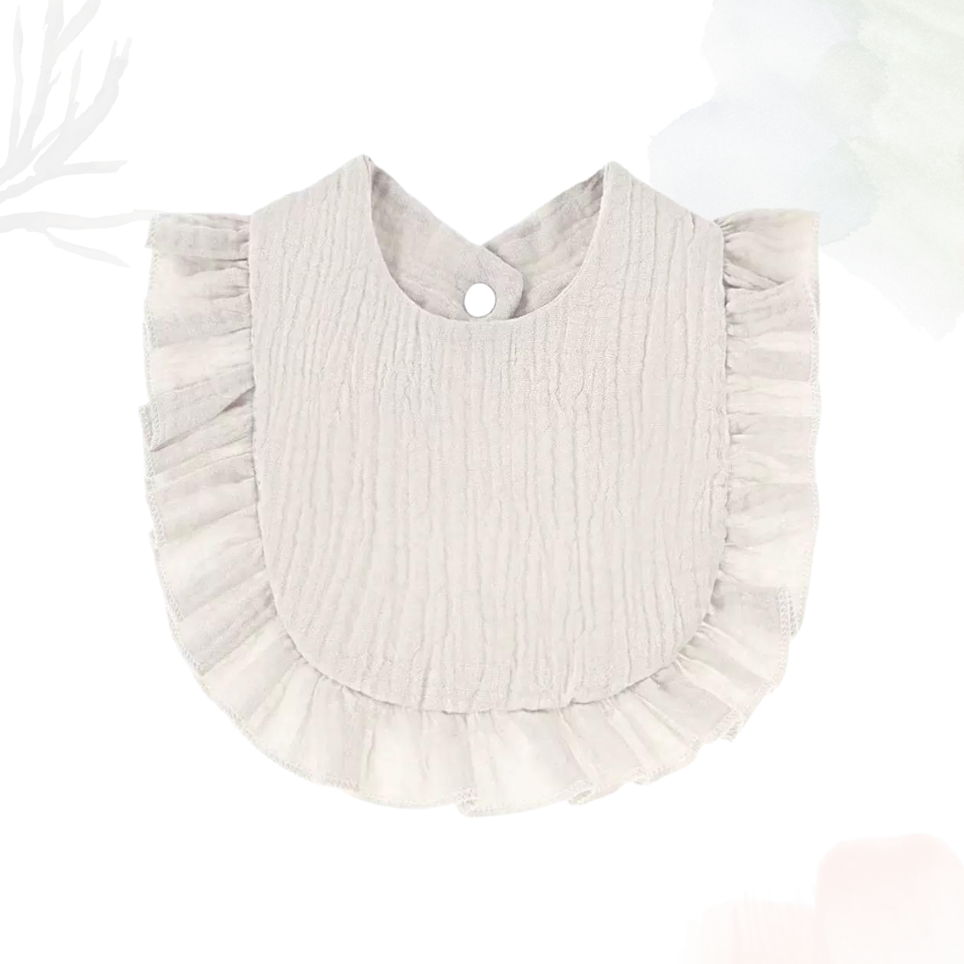 Muslin Cotton Ruffle Bib - Latte