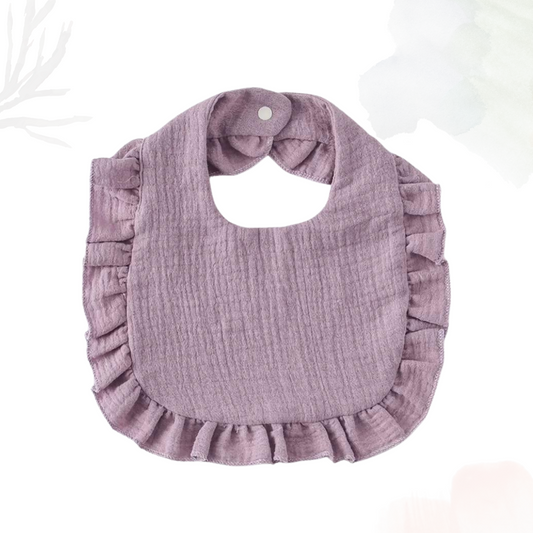 Muslin Cotton Ruffle Bib - Gentle Grape