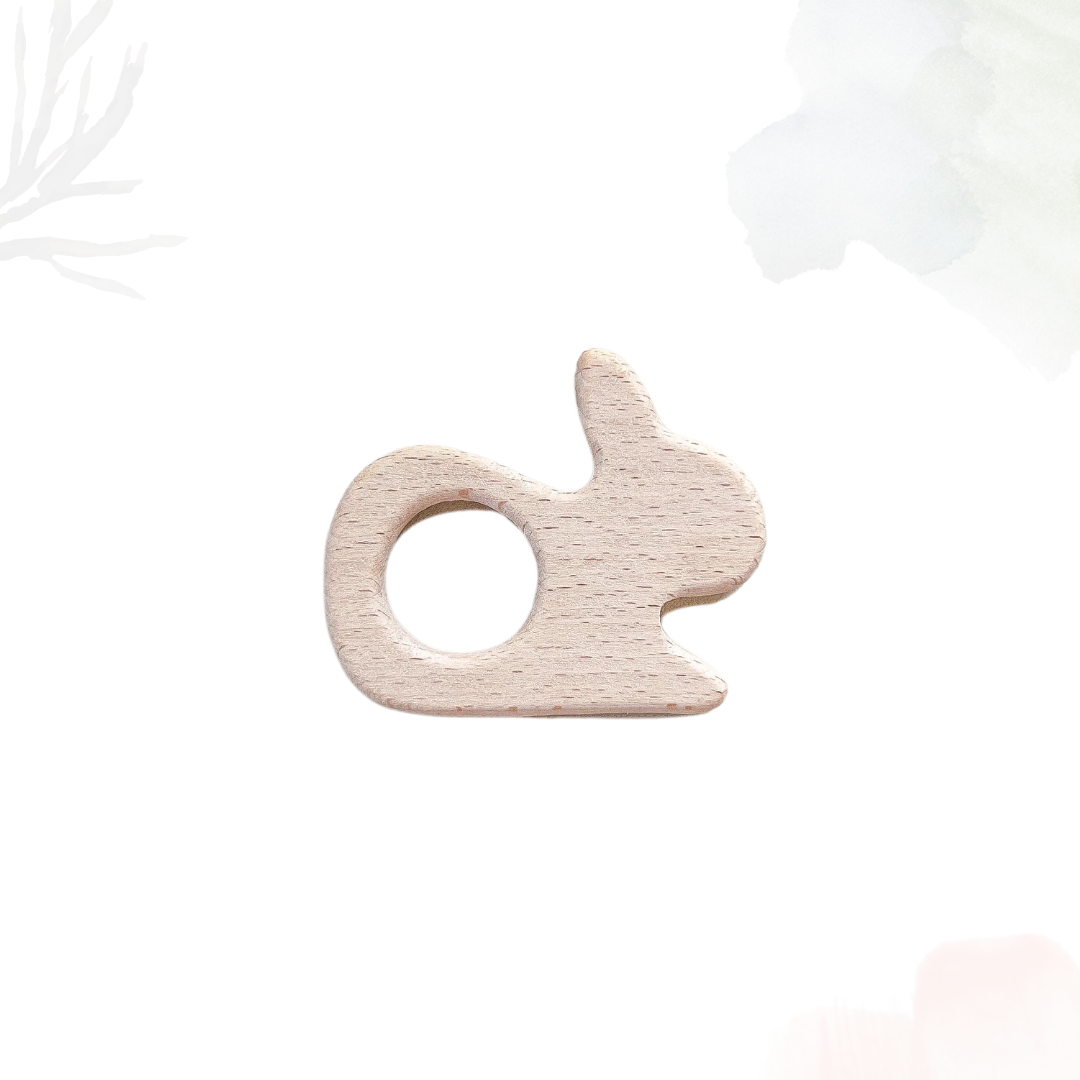 Muslin Comforter with Beech Wood Teether - Slate